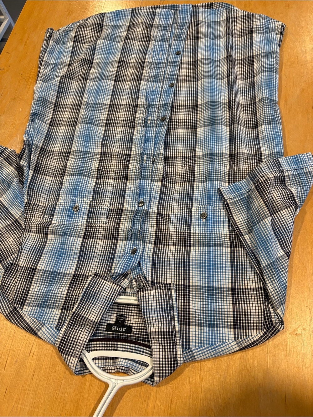 Apt. 9 Light Blue and Black Plaid Button-Down Shirt